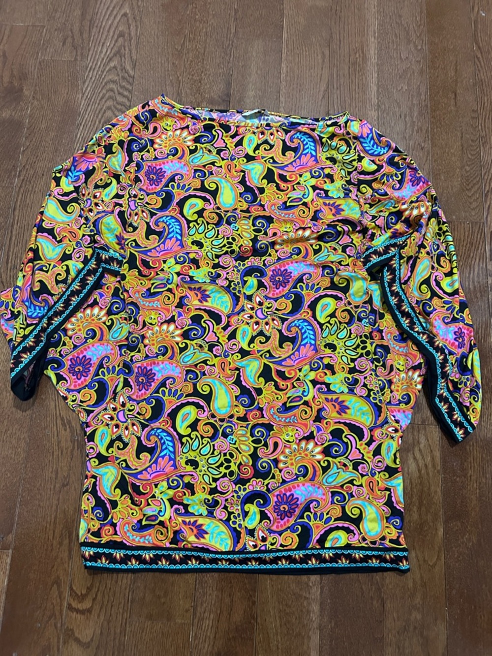 Trunk Turk Swim Coverup Vibrant Multicolor Paisley Boatneck